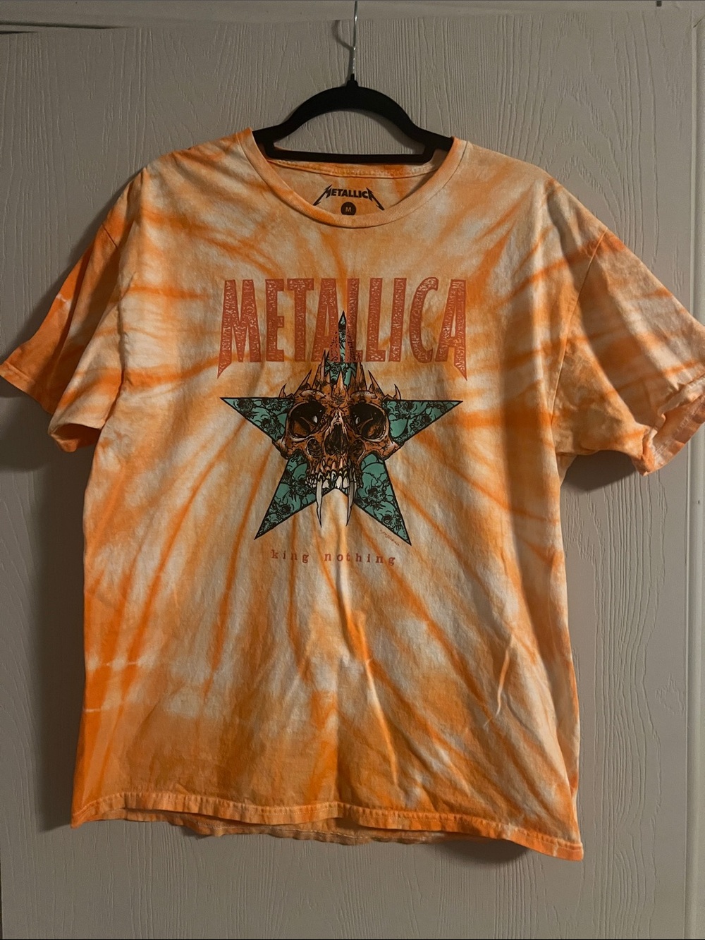 Men's Orange Tie-Dye Metallica King Nothing Graphic Tee Size M